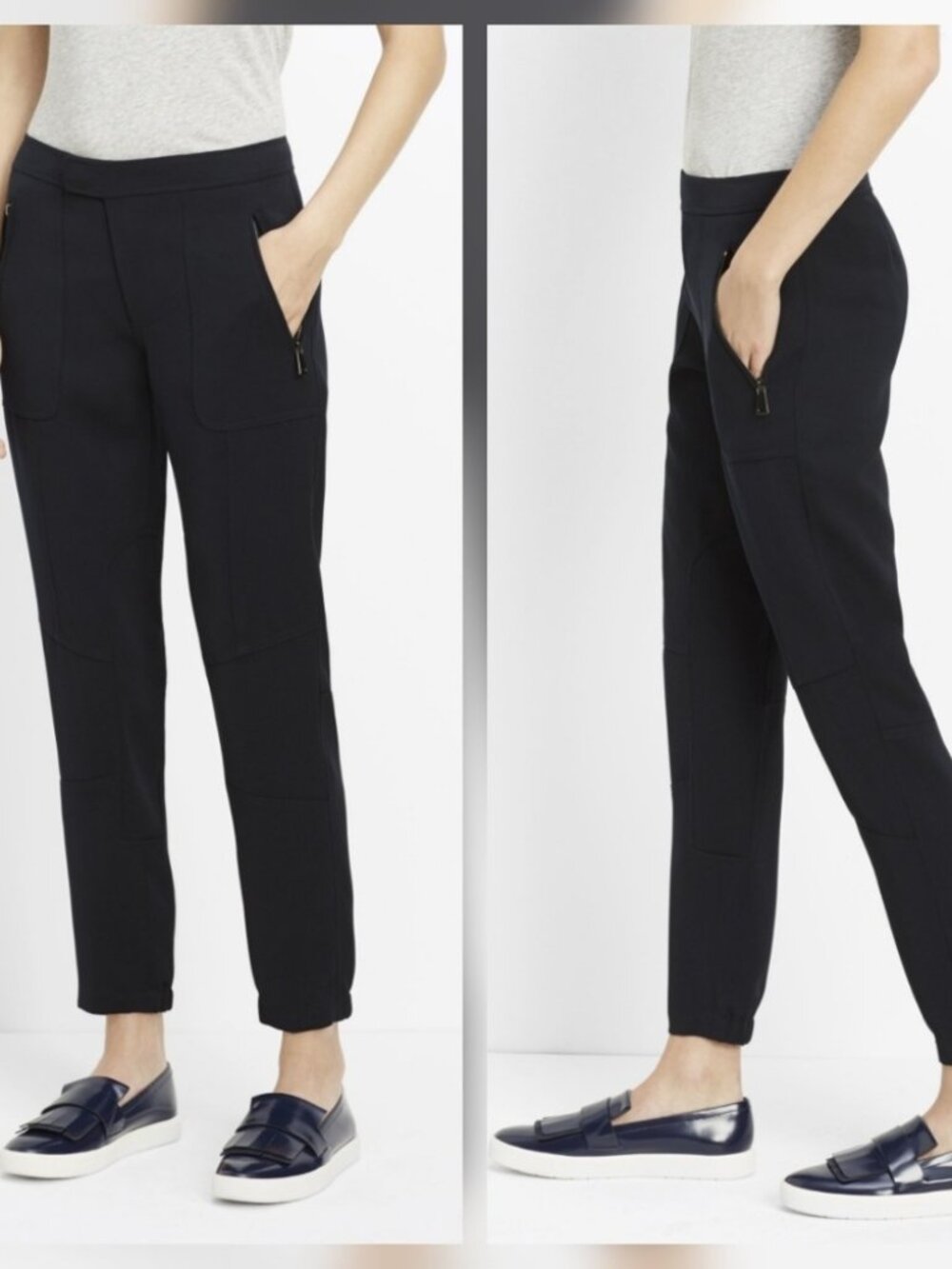 Vince Black Patchwork Cargo jogger pants trousers zip pockets, Size 0 - NEW